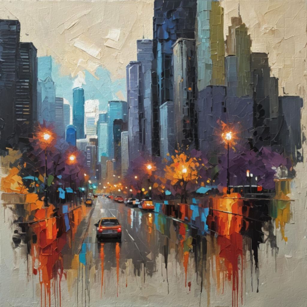 City Skyline abstract impasto