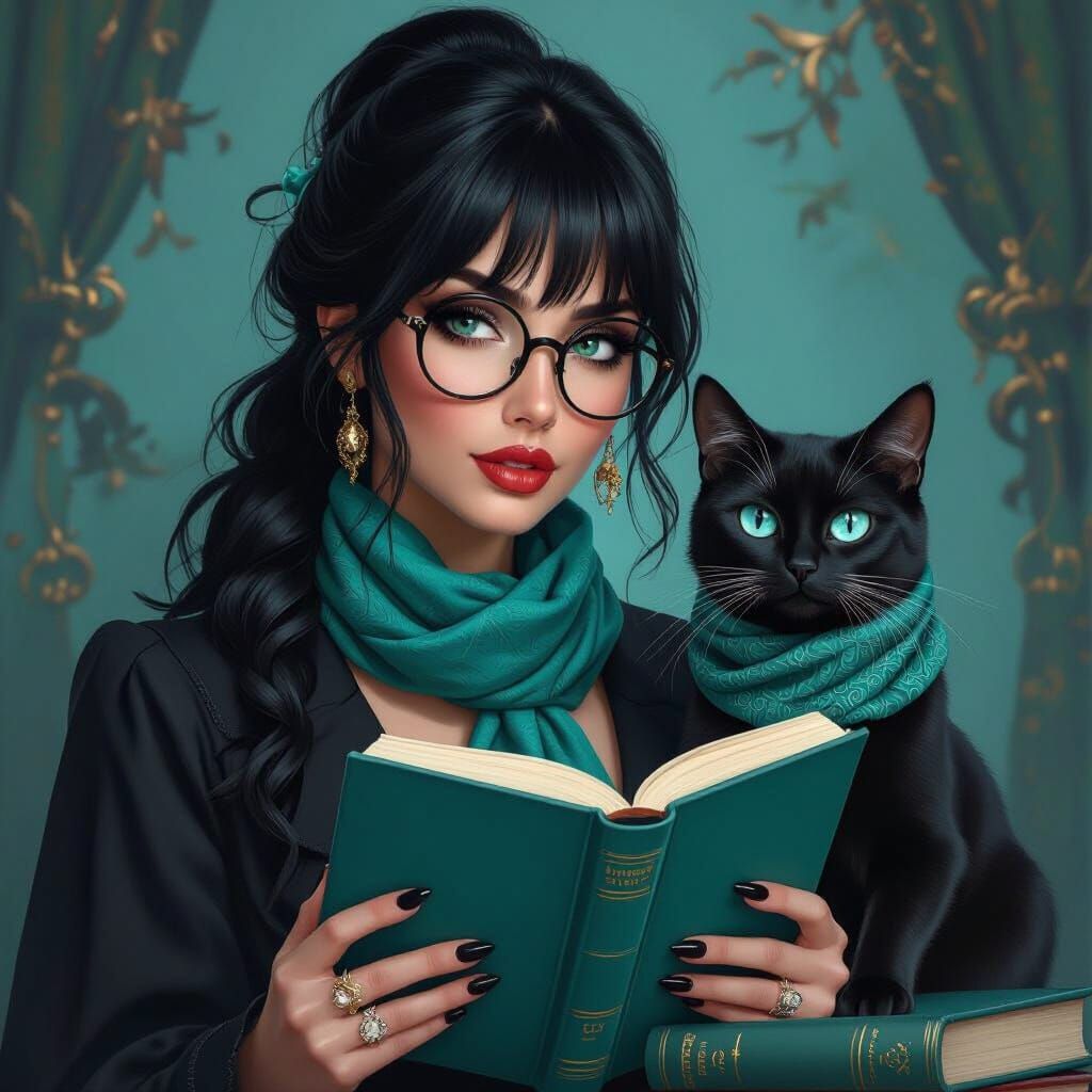 A black cat & a hardcover  by @Natacha Lalande