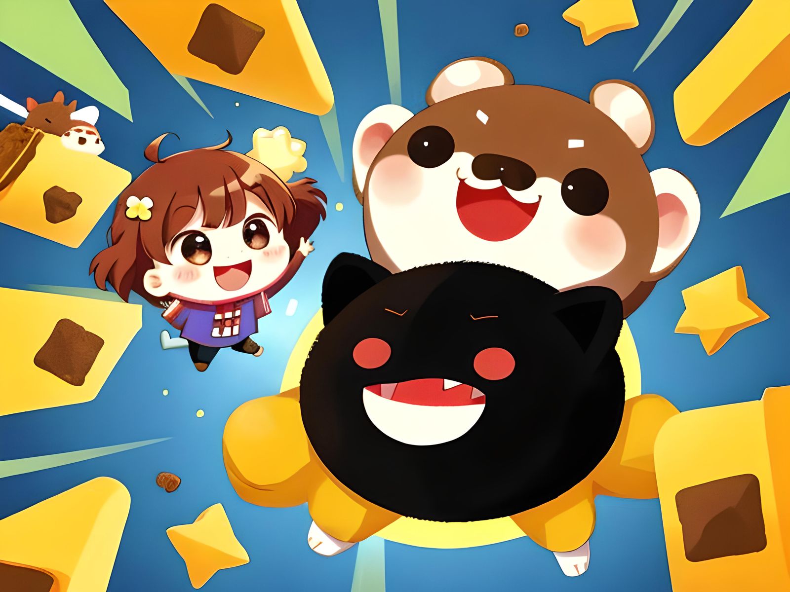 Chibi fun smiling lump of poop, jumping around during a party - AI ...