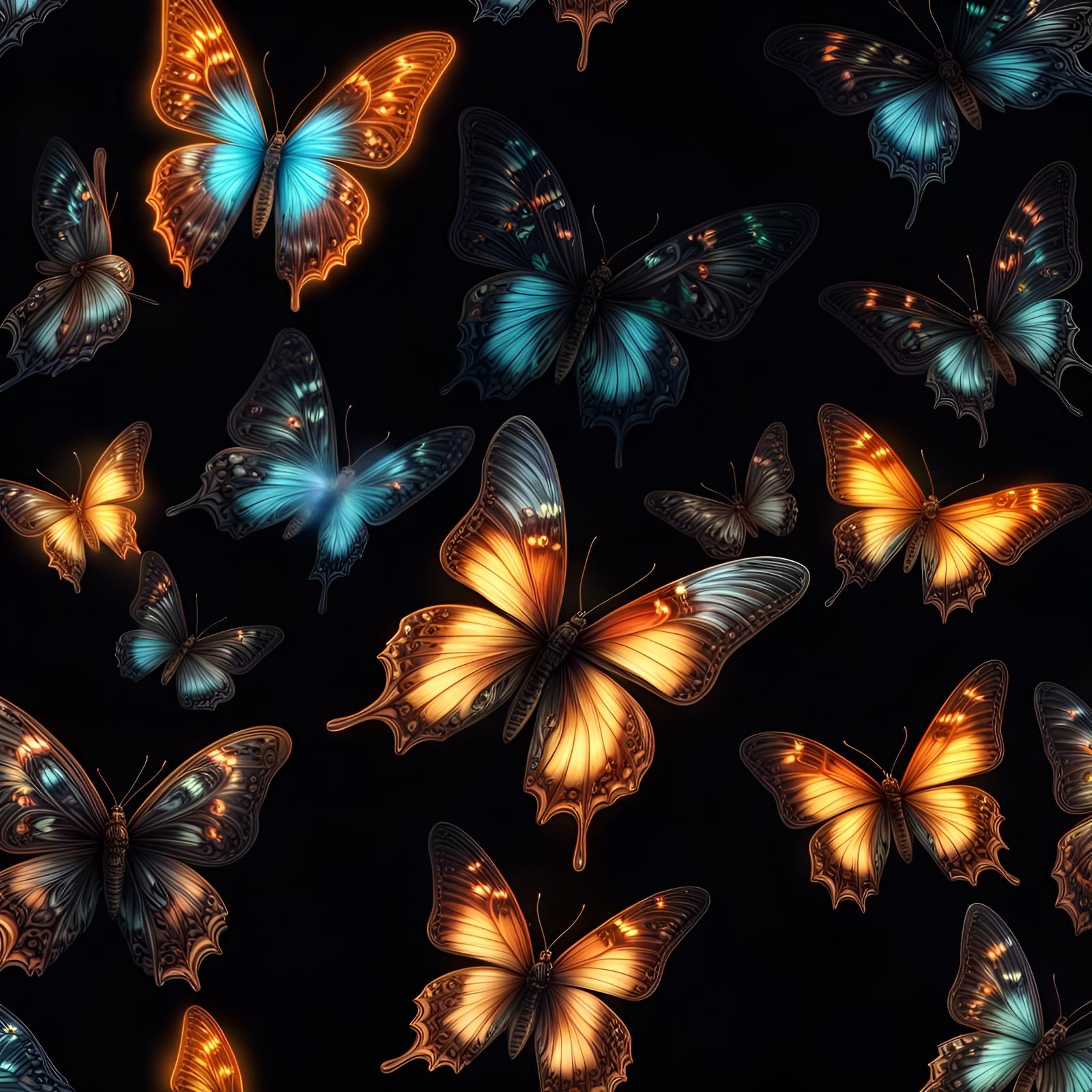 Luminescent Butterflies - AI Generated Artwork - NightCafe Creator