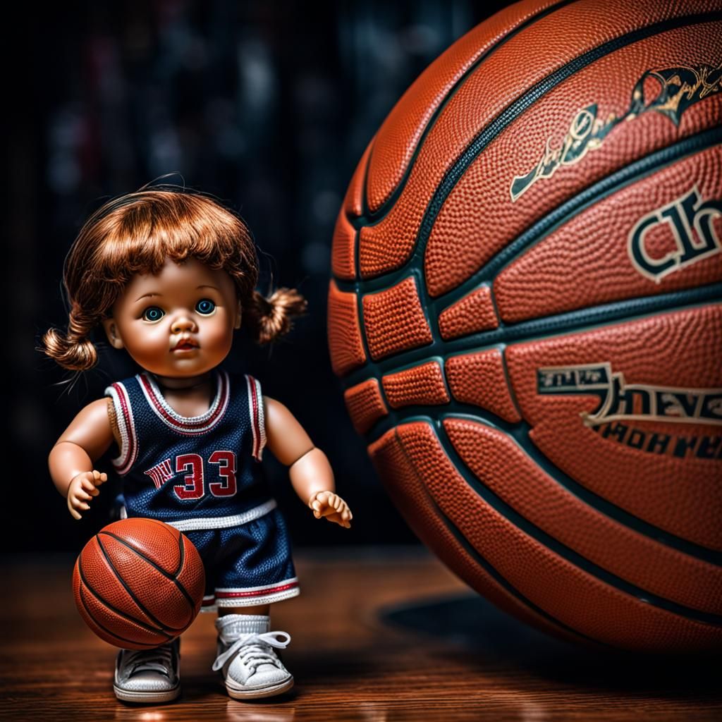 a doll in a basketball