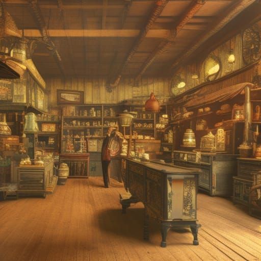 vintage general store interior late 1800's,  Asymmetry, ecle...