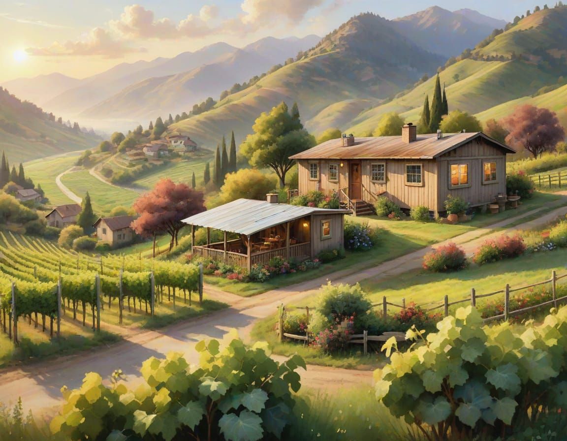 A vineyard on mountain with Mobile Home  by @Goldenredeye