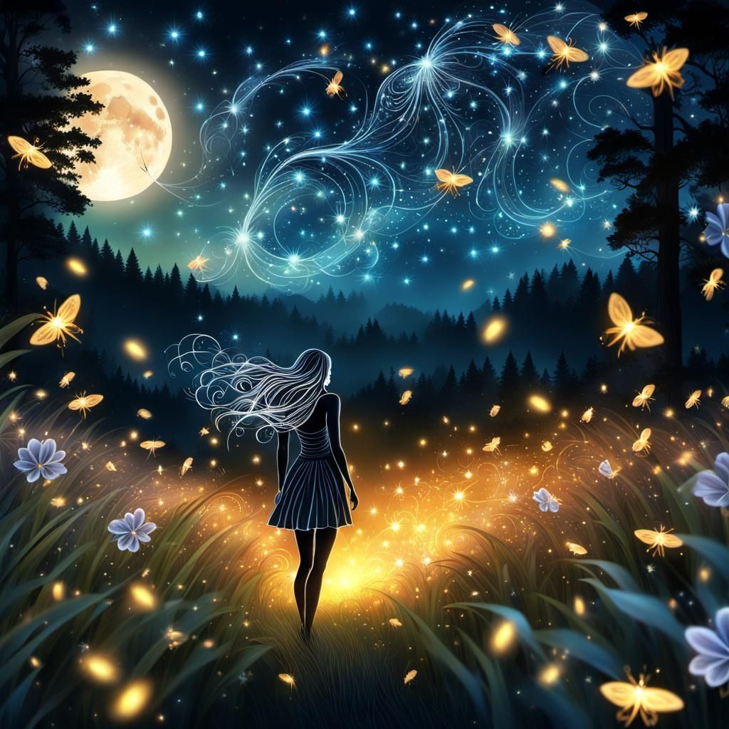 Fireflies in the forest  by @Maryi