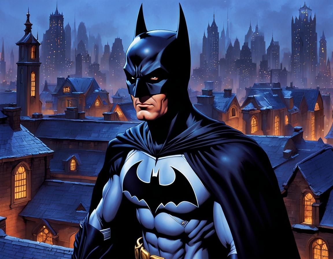 Batman on Gotham's roof - AI Generated Artwork - NightCafe Creator