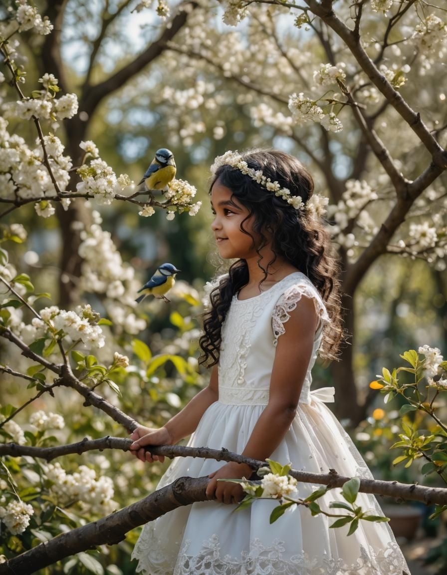 Girl and birds