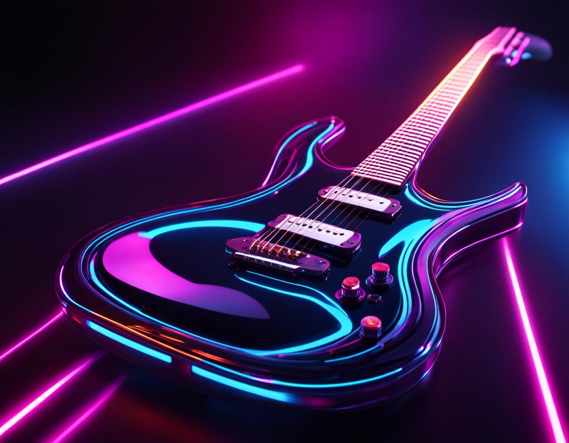 Neon Guitar AI Generated Artwork NightCafe Creator