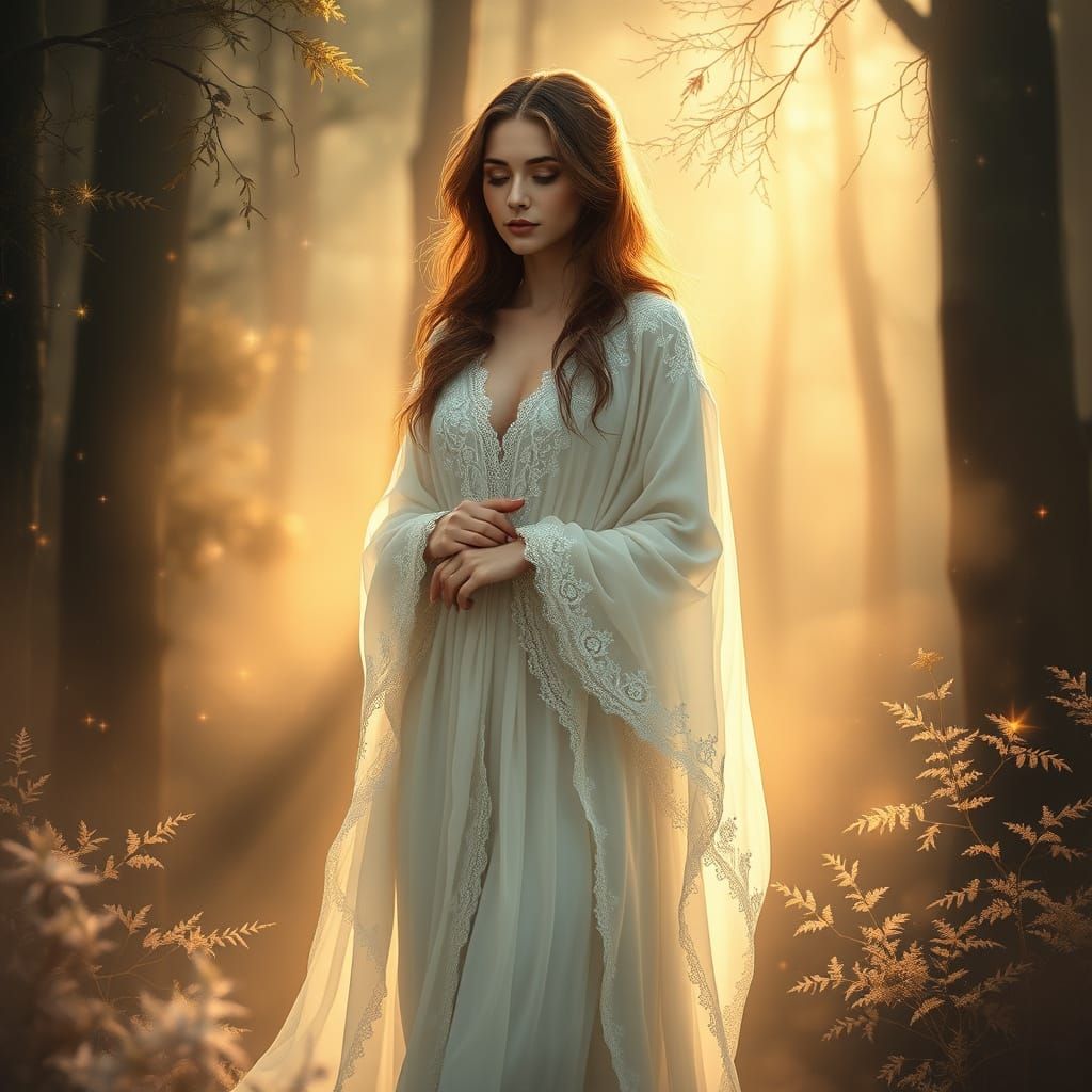 Enchanted Forest Goddess in Golden Light
