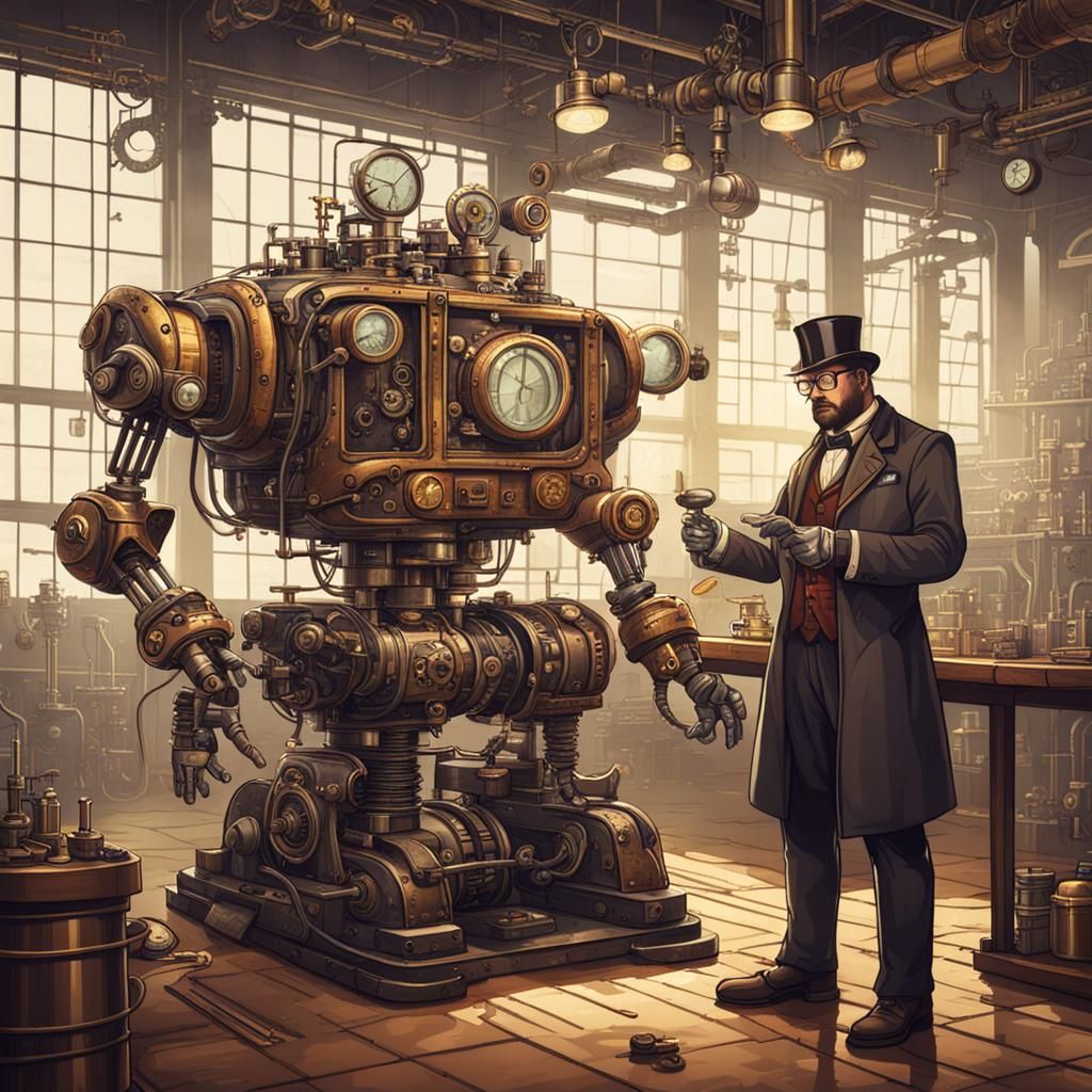 In a futuristic laboratory, scientists invent a super robot  by @Pavel