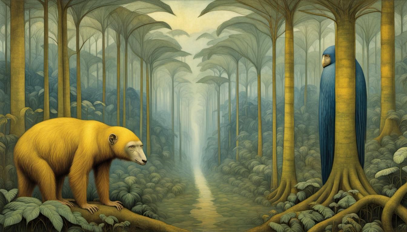 The Mapinguari roaming the rainforest. Golden ratio, painted...
