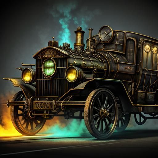 Steampunk Engine Lit by Fluorescent Lights