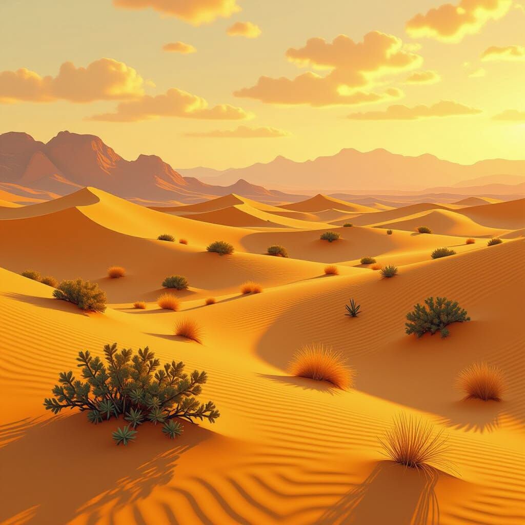 Surreal Desert Landscape in Painterly Style