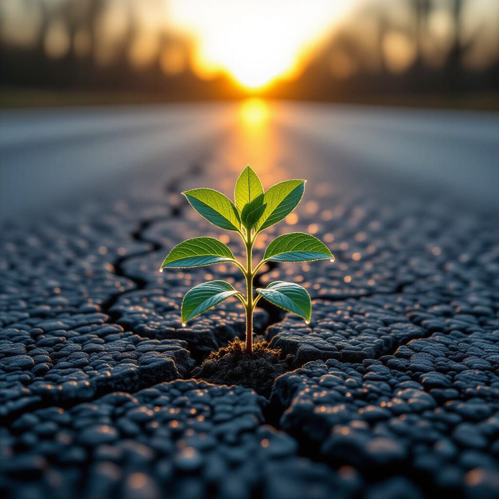 Resilient Plant Thrives in Cracked Asphalt
