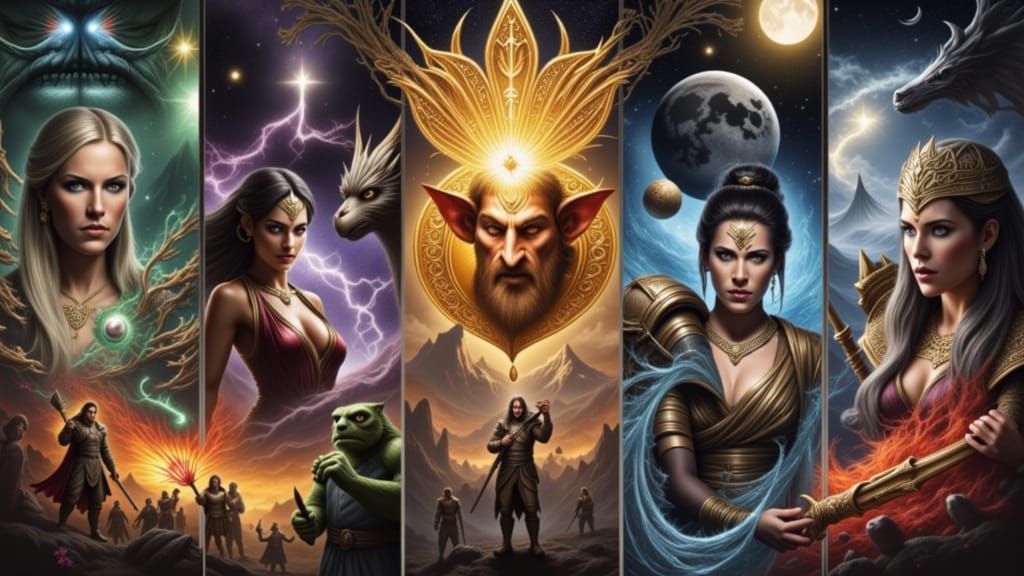 <lora:StyleFlux0002:1.0> 

characters        
   {woman|man|animal|extraterrestrial|plant|mineral|spirit}
   {warrior|mage|thief|priest|barb...