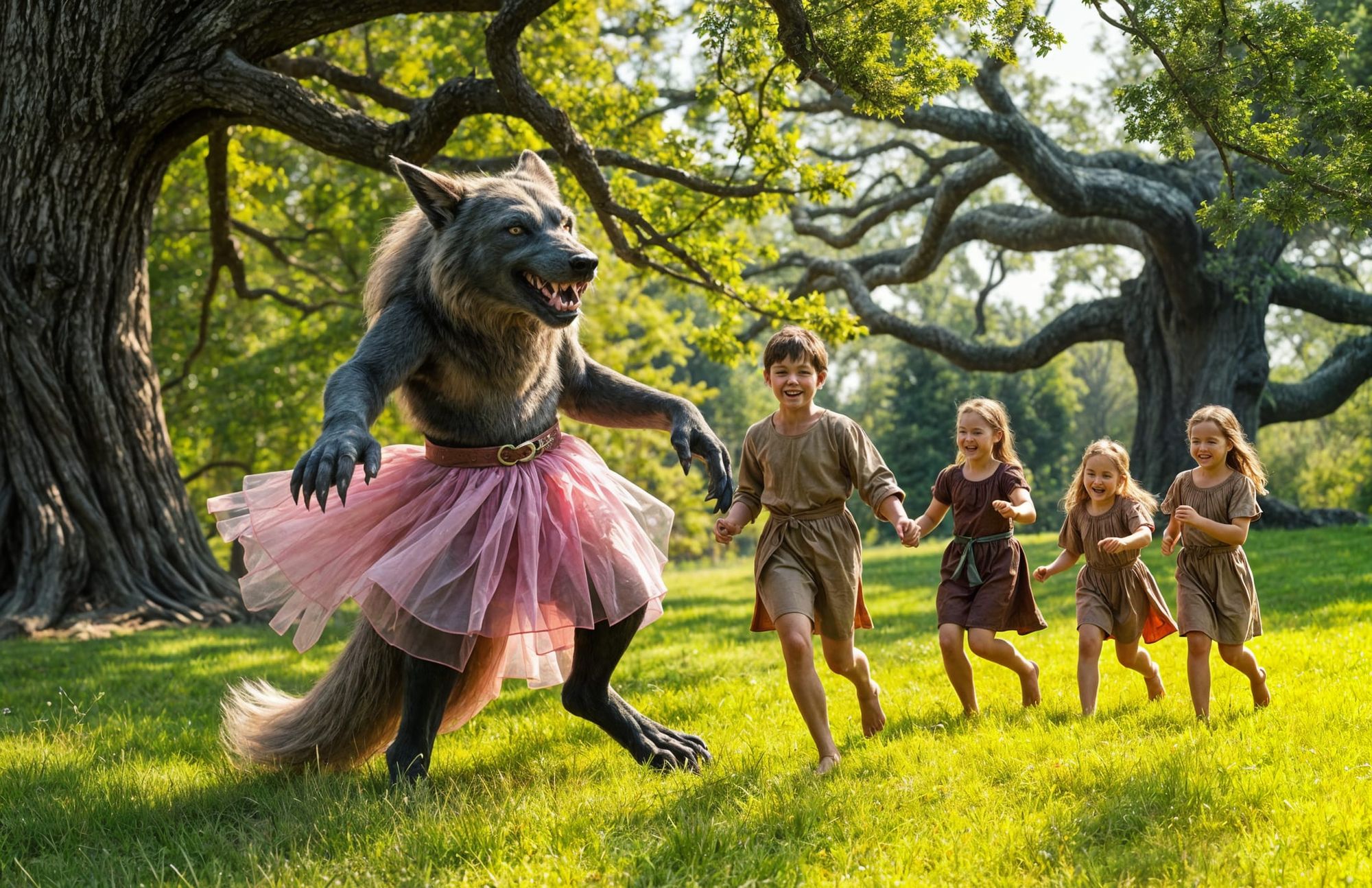 Wolfwere Babysitter Entertains His Charges