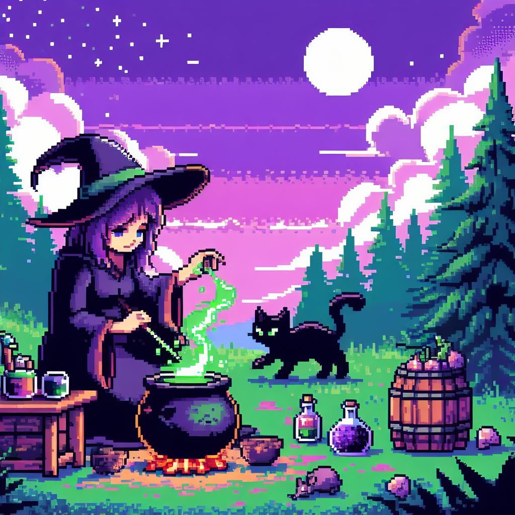 Witchcraft pixelart 🎨 - AI Generated Artwork - NightCafe Creator