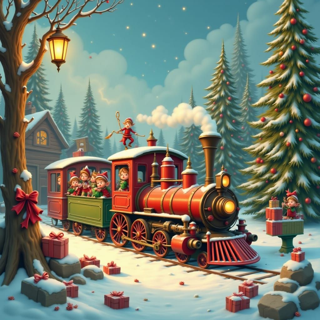 a train in the style of <lora:Elf Service:1.0>