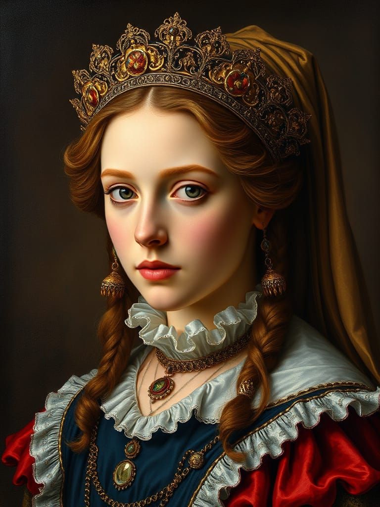 Elegant 15th Century Princess Portrait in Photorealistic Bru...
