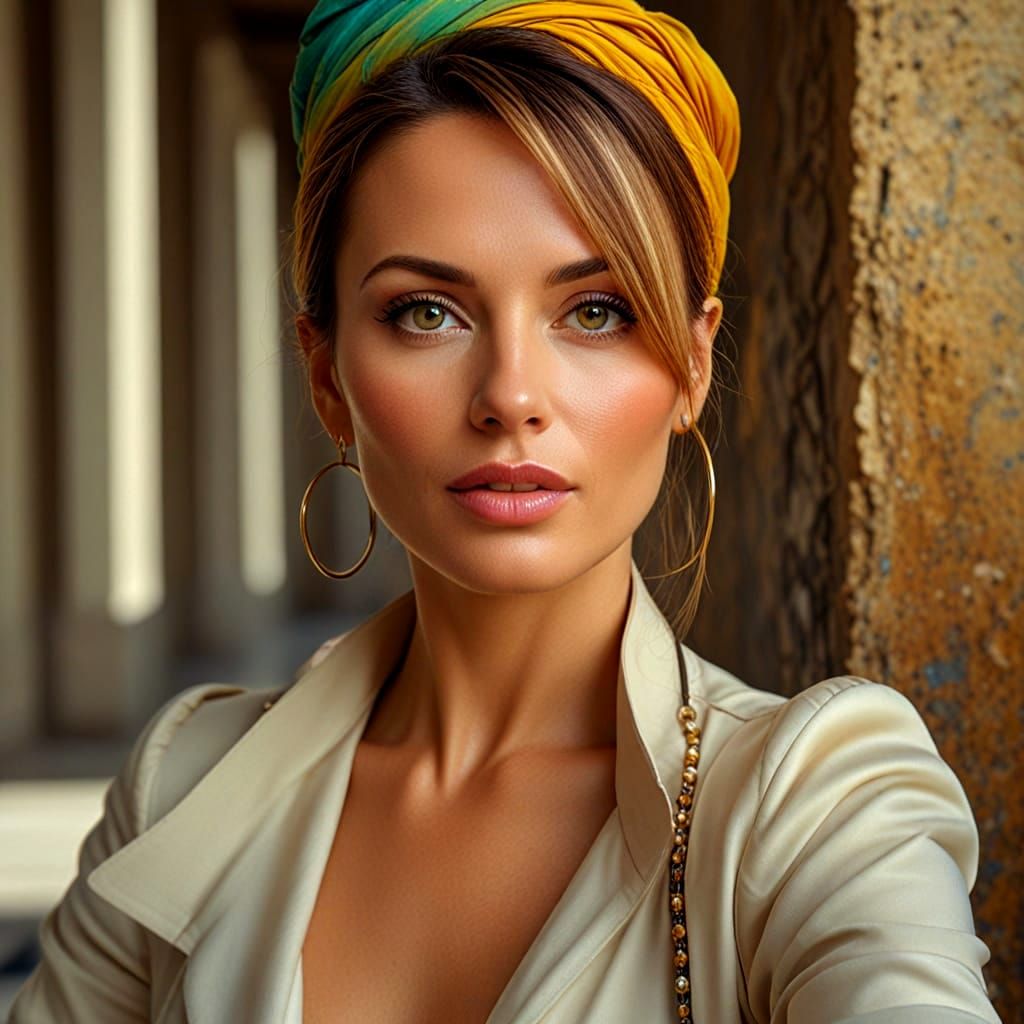 Elegant Lady in Vibrant Surreal Surroundings