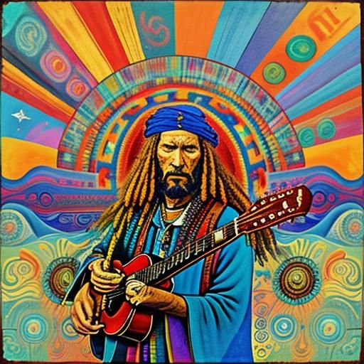 hippie blues,album cover - AI Generated Artwork - NightCafe Creator