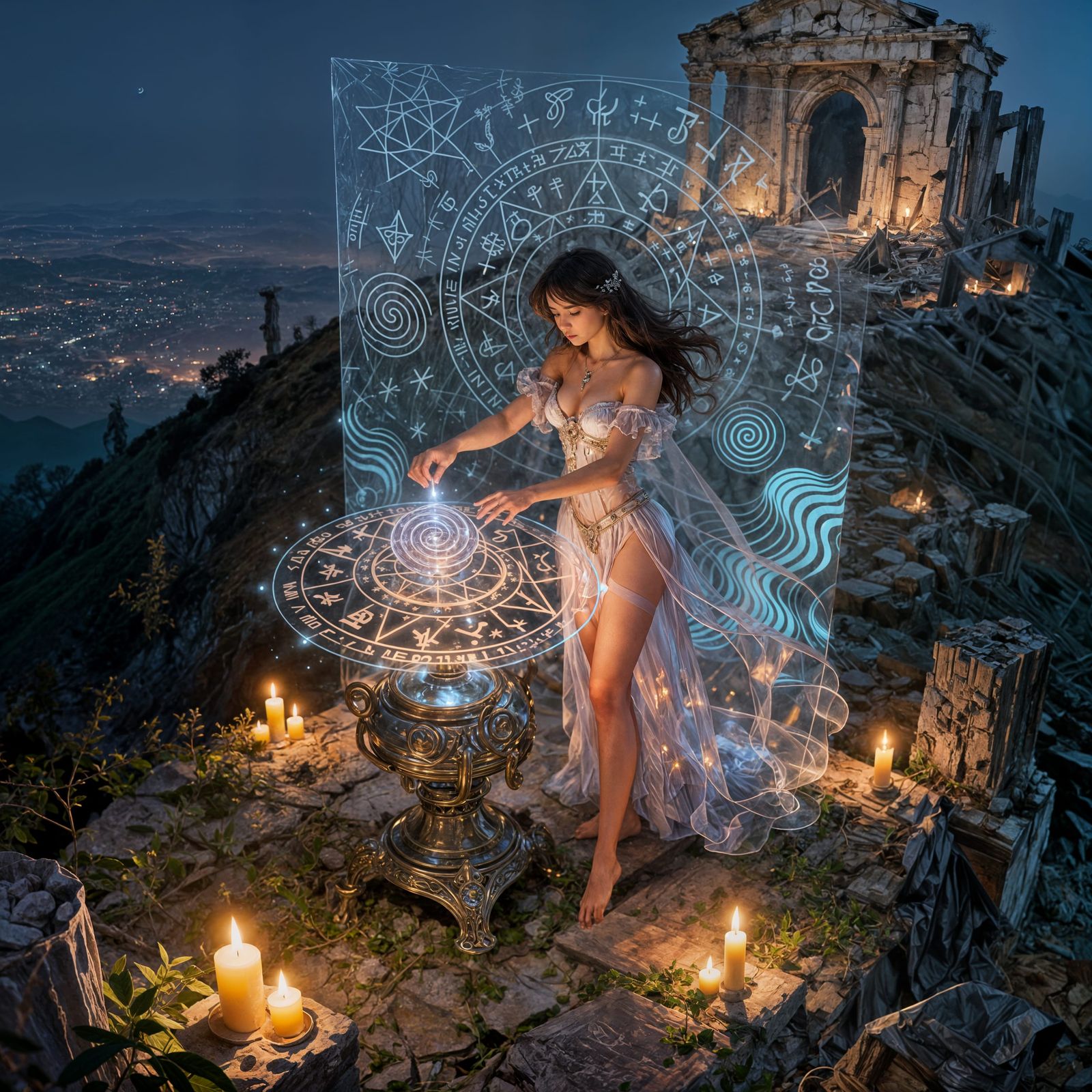 Enchantress Casting Spell in Ruined Temple