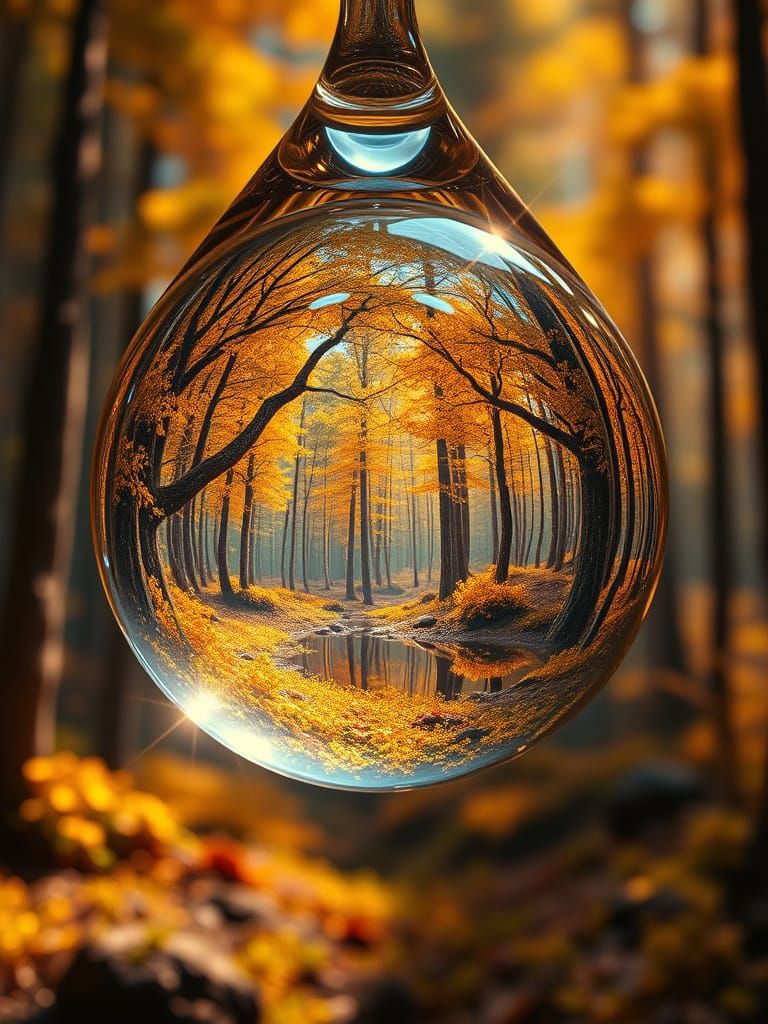 Golden forest in a waterdrop  by @Alyssia