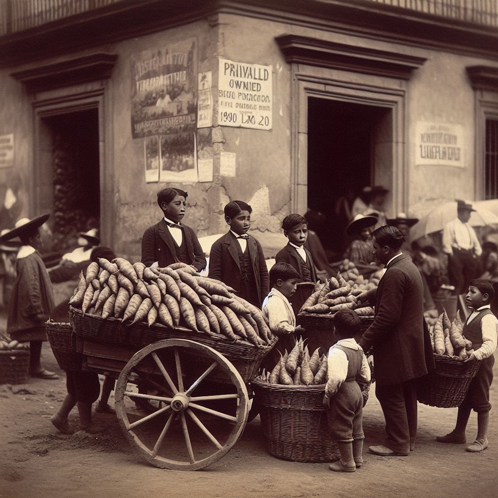 Sweet potato sellers in Mexico City, 1890