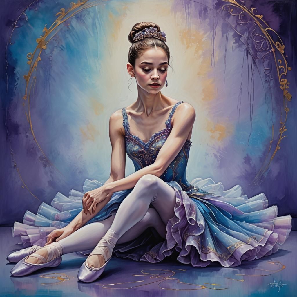 an ornate ballerina nursing a sprained ankle  by @Karrisa