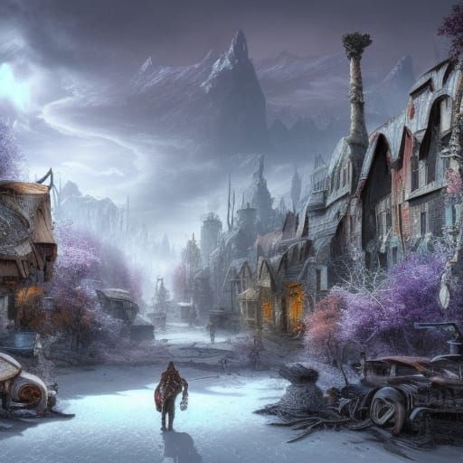 Post apocalyptic wonderland after snowing