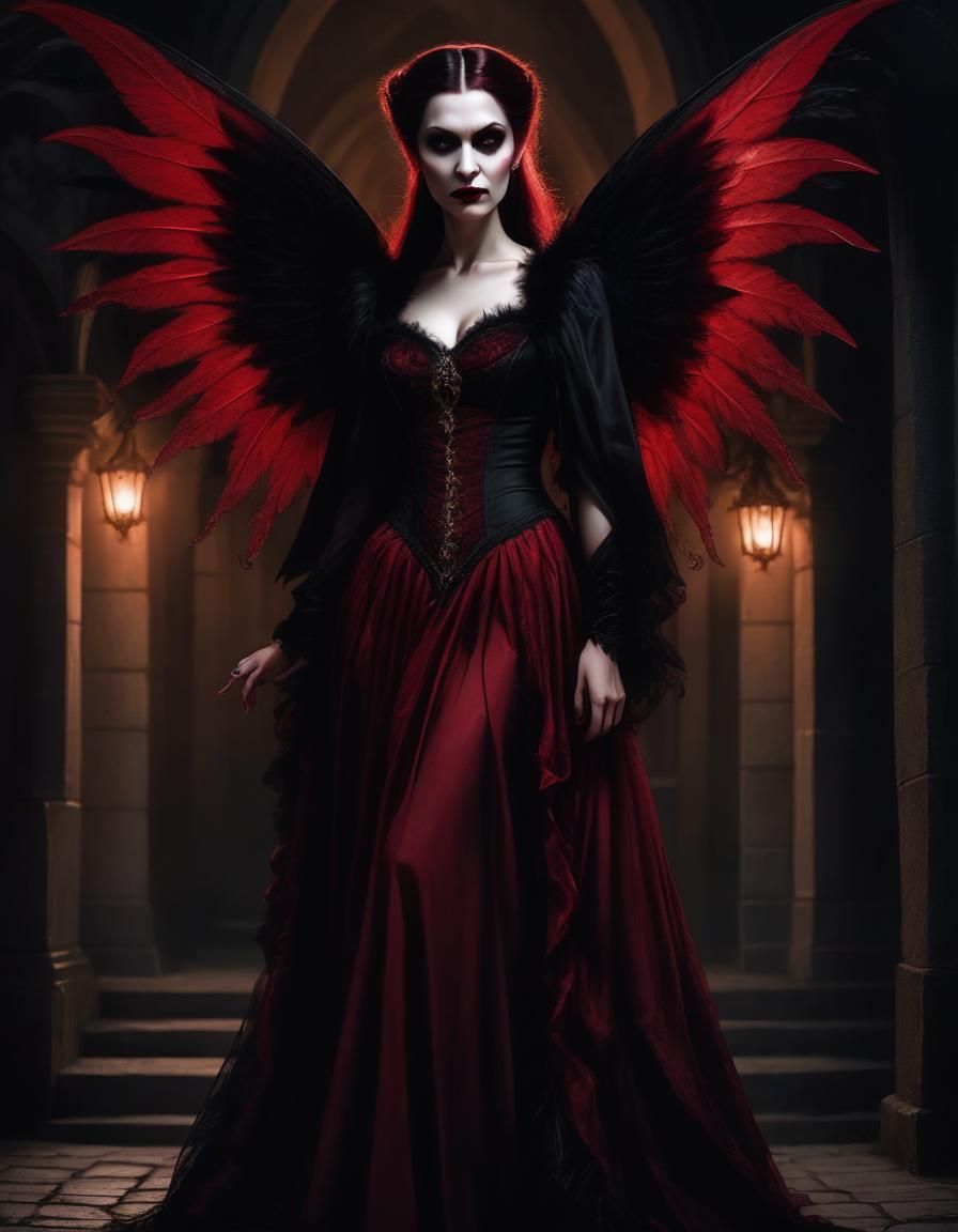 Portrait of a fairy female persona of Dracula personified