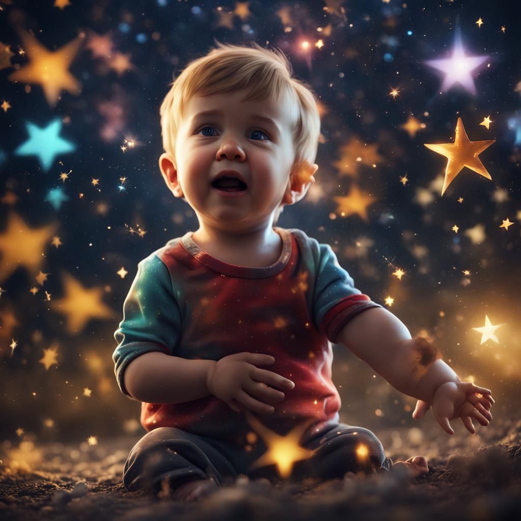 Baby Playing With Stars - AI Generated Artwork - NightCafe Creator