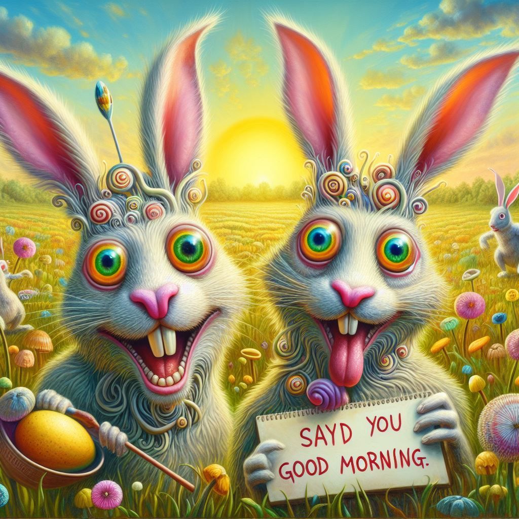 Two crazy rabbits.