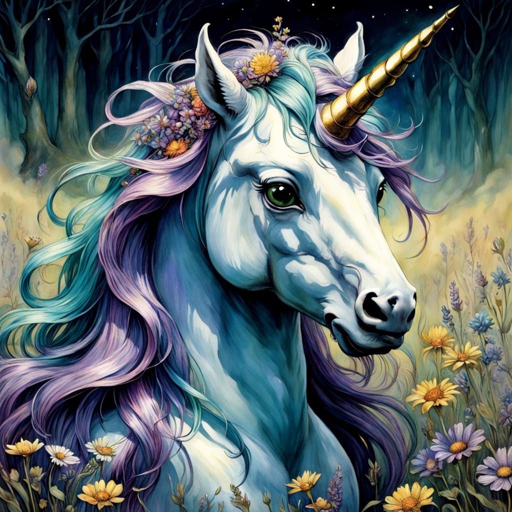 Majestic Unicorn in Lavender and Turquoise Coat