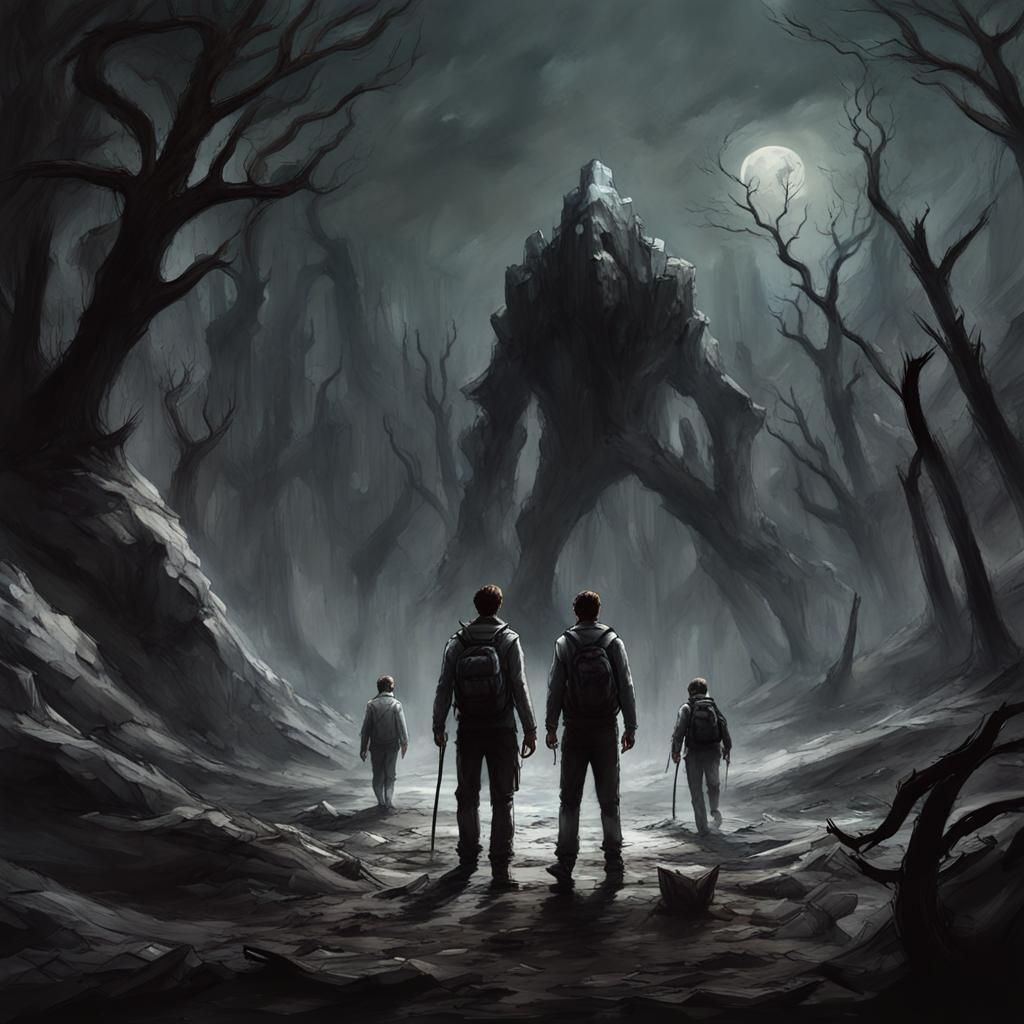 Illustrate the friends confronting their deepest fears as th...