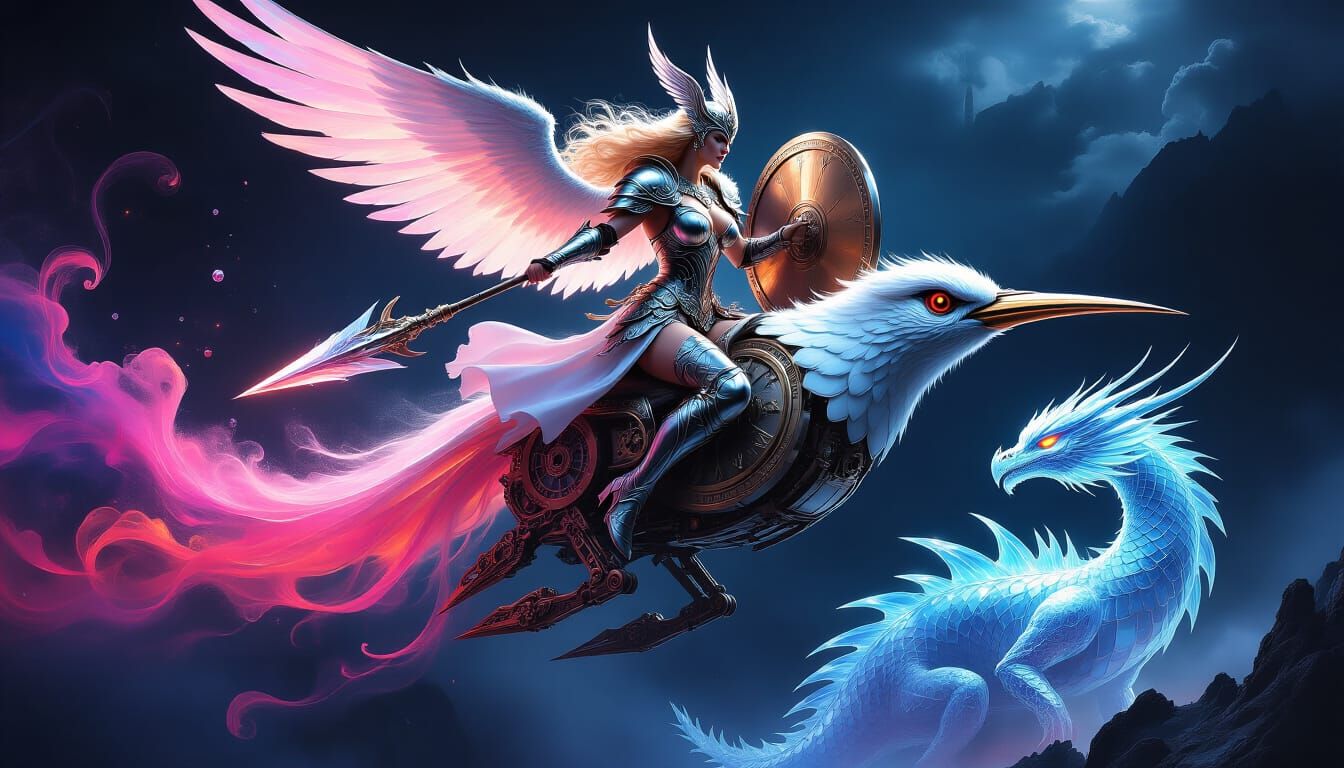 The Valkyrie Brunhild With Dragon