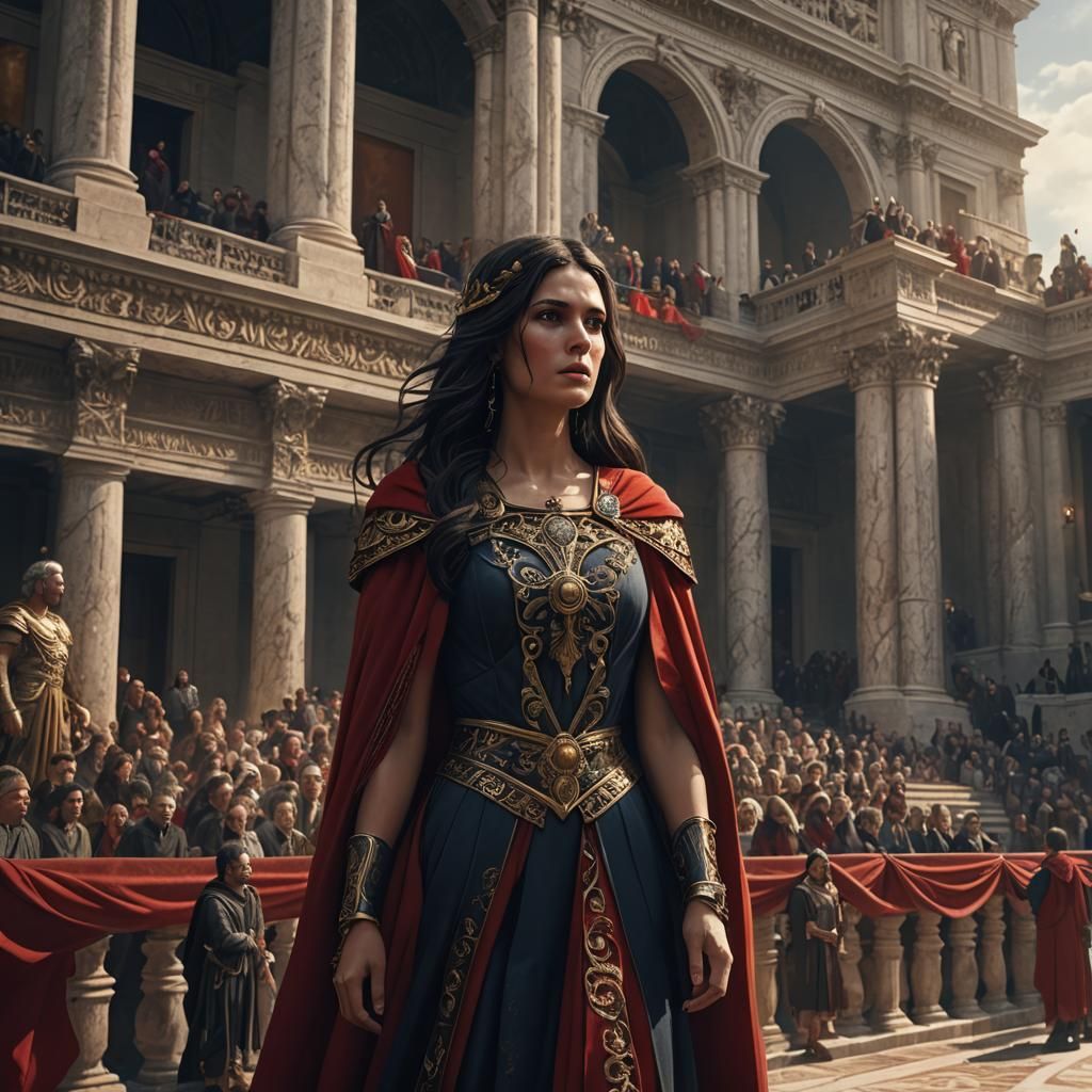 Woman in Roman Senate Giving Speech