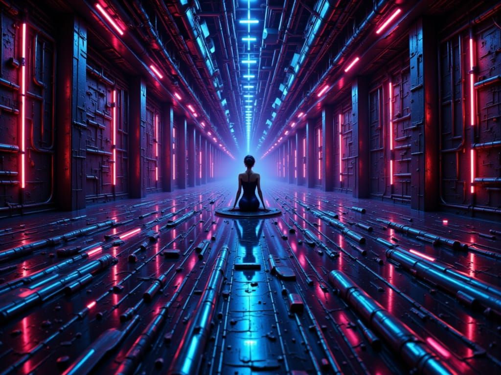 Neon circuits, paths align
In the halls of wisdom's design
Starlit guidance, he leads the way
With every beat, a brighter day <lora:Ryhska E...