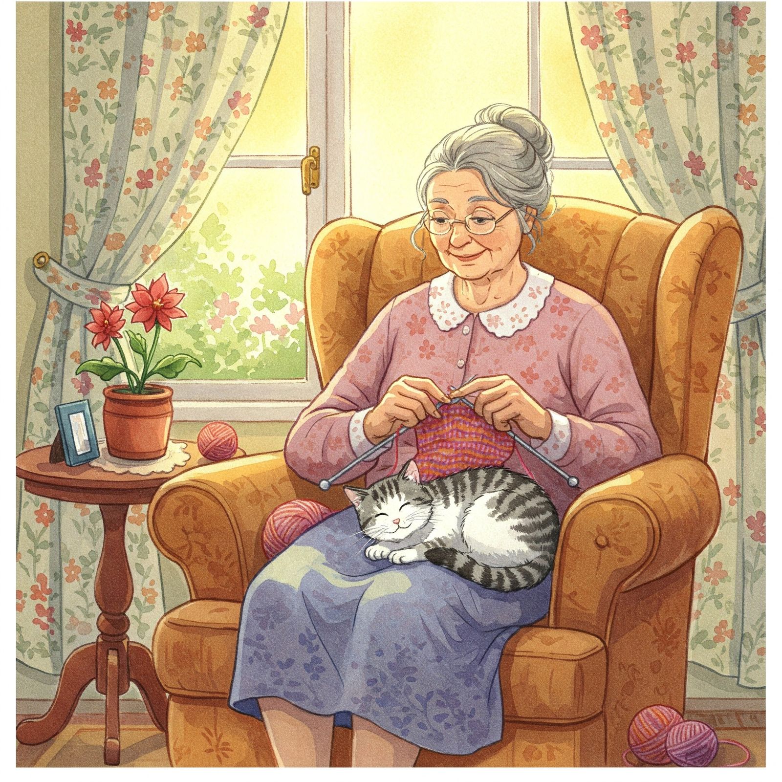 A knitting grandma and her cat – GE