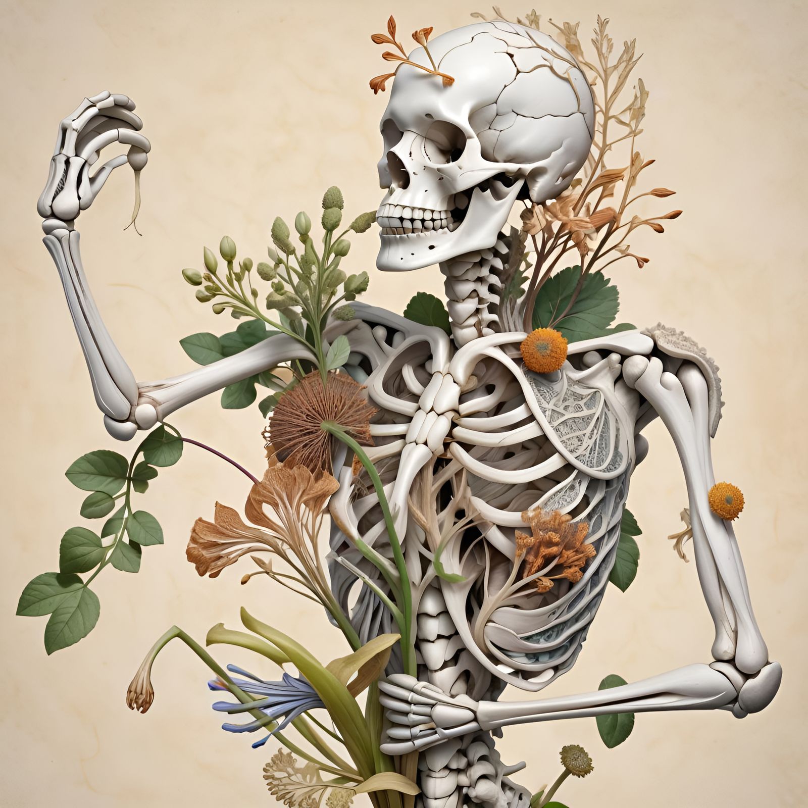 Bones and Botany - AI Generated Artwork - NightCafe Creator