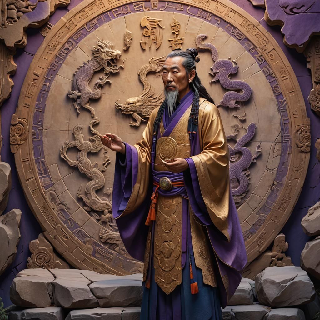 Mystic with Luoshu Map at Sunset