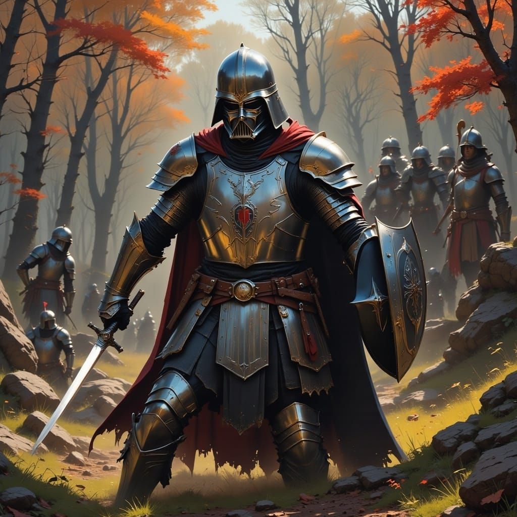  <lora:Chivalry Flux:1.0> A medieval darth vader