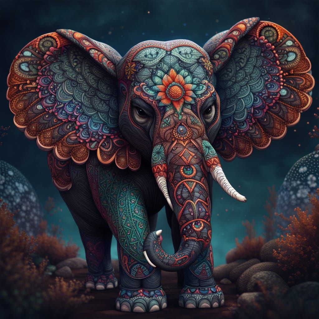 Elephant zentangle   by @Luna