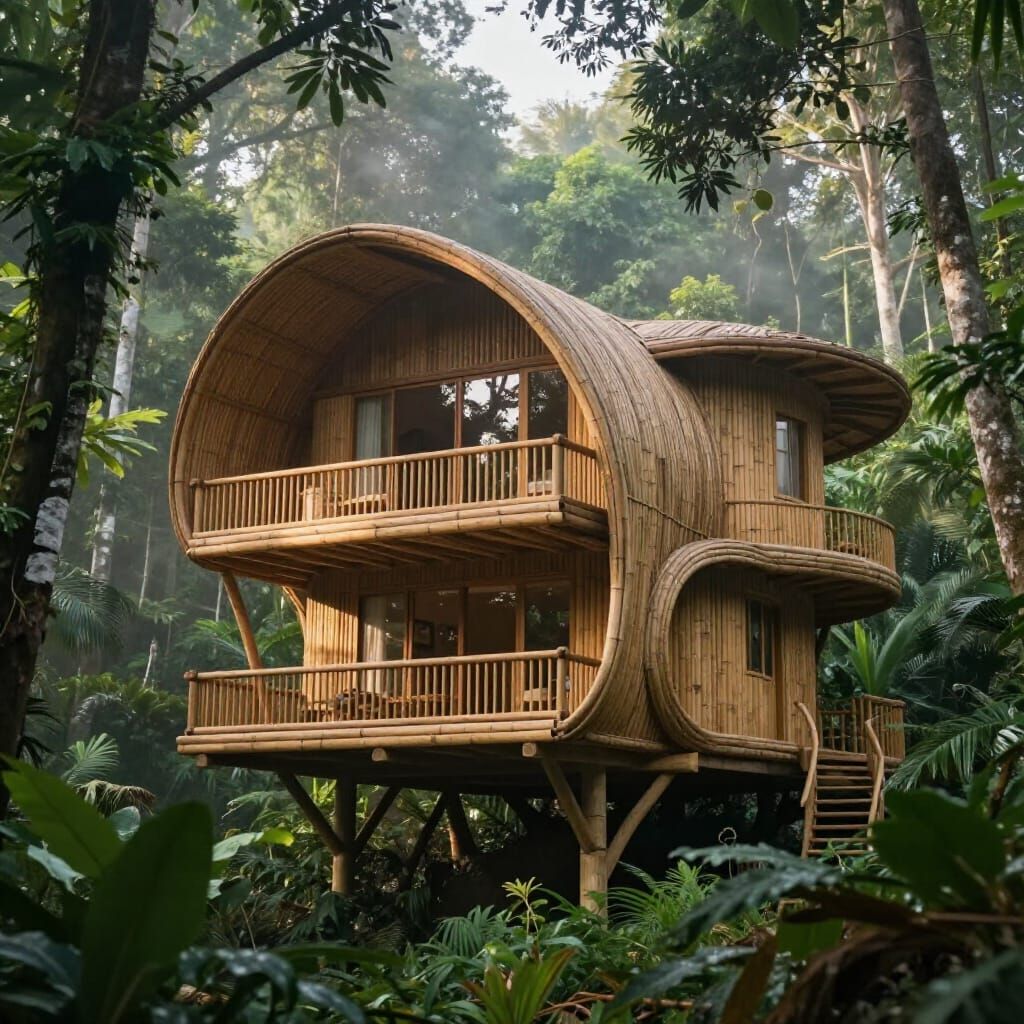 Hyperrealistic, ultra-detailed cinematic scene, 8K resolution.
A three-story eco-house fully constructed ...  by @Inna_Ovetski-10