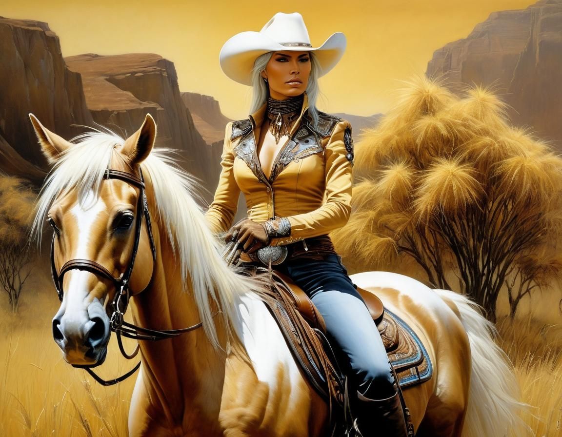 Cowgirl in Pampa Grass.