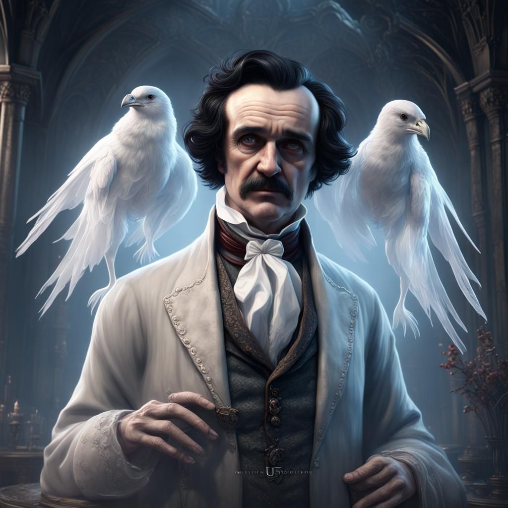 a human ghost edgar allen poe white translucent - AI Generated Artwork ...