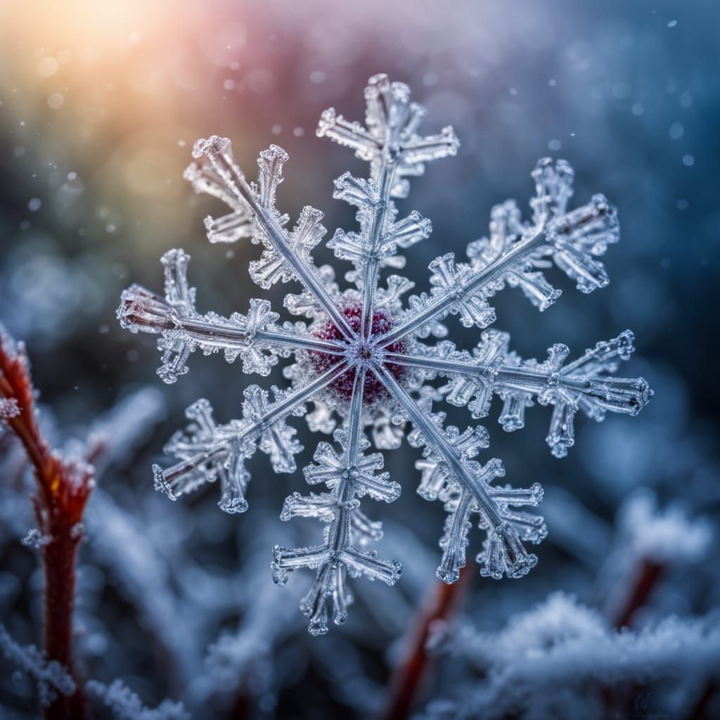 Intricately Detailed Snowflake and Eugleba in Moody Macro Ph...