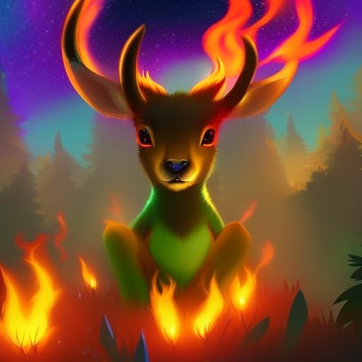 A Cutie Chibi Antelope on Fierce Fire _ #08