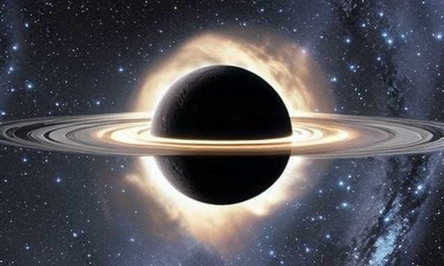 long shot of a gargantuan supermassive black hole from the m...