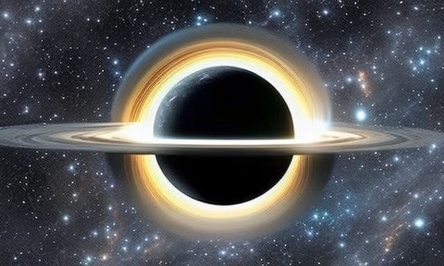 long shot of a gargantuan supermassive black hole from the m...