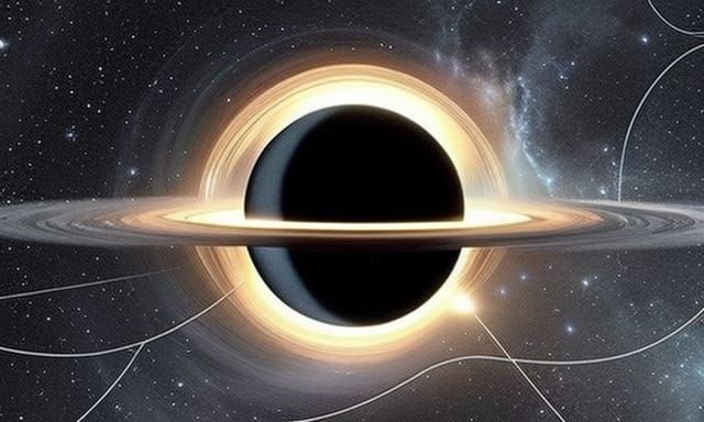 long shot of a gargantuan supermassive black hole from the m...